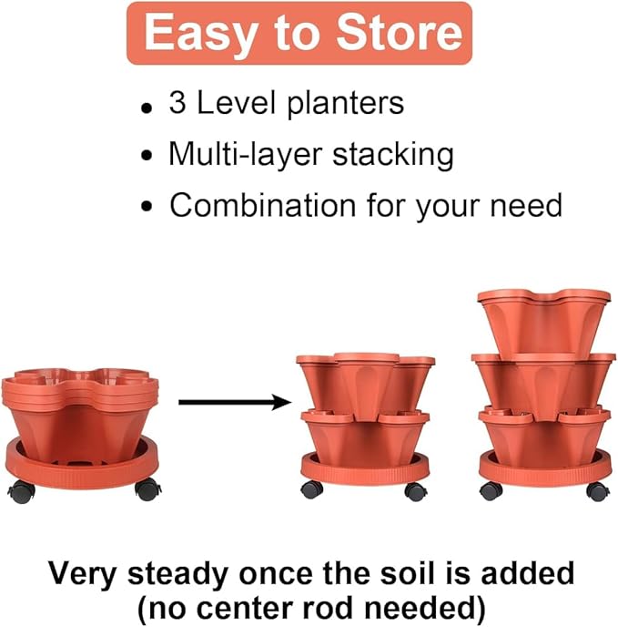 Vertical Planter 3 Tier Stackable Planters Garden Planters Strawberry Herb - Image 6