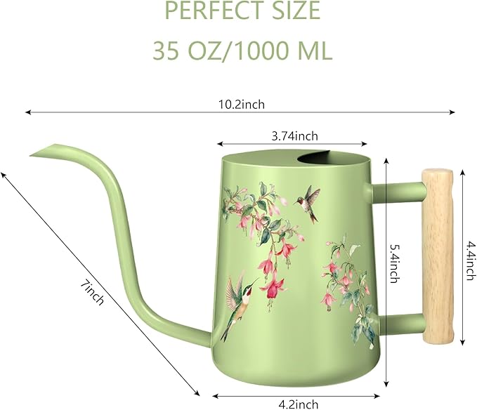 Watering Can Indoor Plants, 35oz Small Stainless Steel Metal Watering Can - Image 3