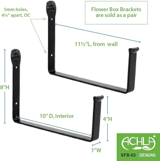 Achla Designs SFB-03 Wall-Mount, 10 inch Flower Window Box Planter Brackets - Image 3