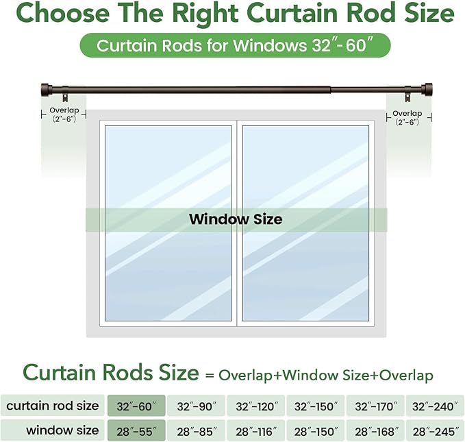Curtain Rods for Windows 28 to 48, 1 Inch Adjustable Heavy Duty Long Window - Image 7