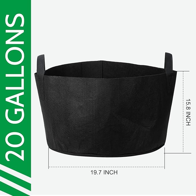 JERIA 12-Pack 20 Gallon Grow Bags, 300G Thickened Nonwoven Garden Pots - Image 2