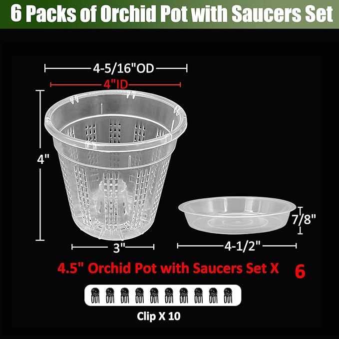 Orchid Pot with Saucers, 6 Packs of 4.3" Orchid Pots with Holes, Orchid Pots - Image 5