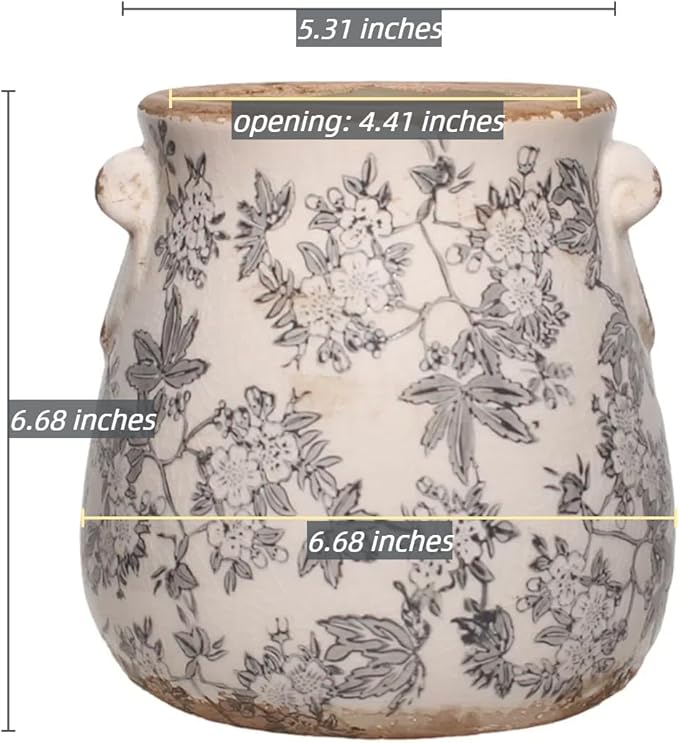Rustic Farmhouse Ceramic Flower Pots, Vintage Antique Planters & Vase - Image 7