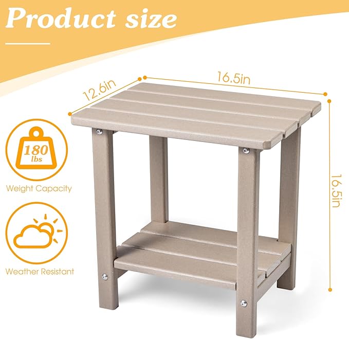 Adirondack Outdoor Side Table, 2-Tier Sturdy Patio End Table Weather Resistant - Image 3