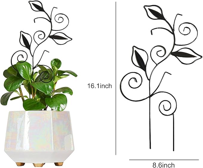 Decorative Metal Plant Trellis for Indoor Potted Plants – Leaf Shape Vine - Image 2