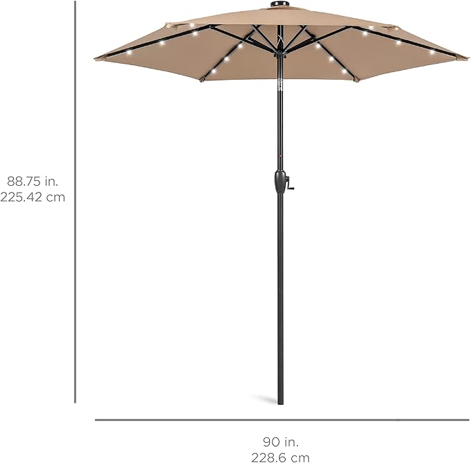 Best Choice Products 7.5ft Outdoor Solar Market Table Patio Umbrella - Image 7