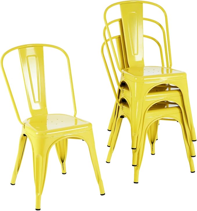 Nazhura Metal Dining Chair Farmhouse Tolix Style by NazhuraGoodCompanionAtHome
