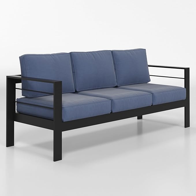 Solaste Aluminum Outdoor Couch, 3-Seat Metal Outdoor Sofa - Image 7