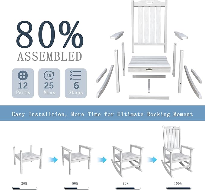 Oversized Rocking Chair Set of 2, Outdoor Rocking Chair - Image 9