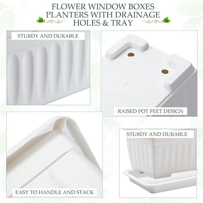 6 Packs 23 Inch Window Flower Box Extra Large Window Sill Herb Garden Long - Image 4