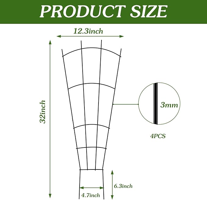 4 Pack 32'' Garden Trellis for Climbing Plants Outdoor Metal Trellis for Potted - Image 2