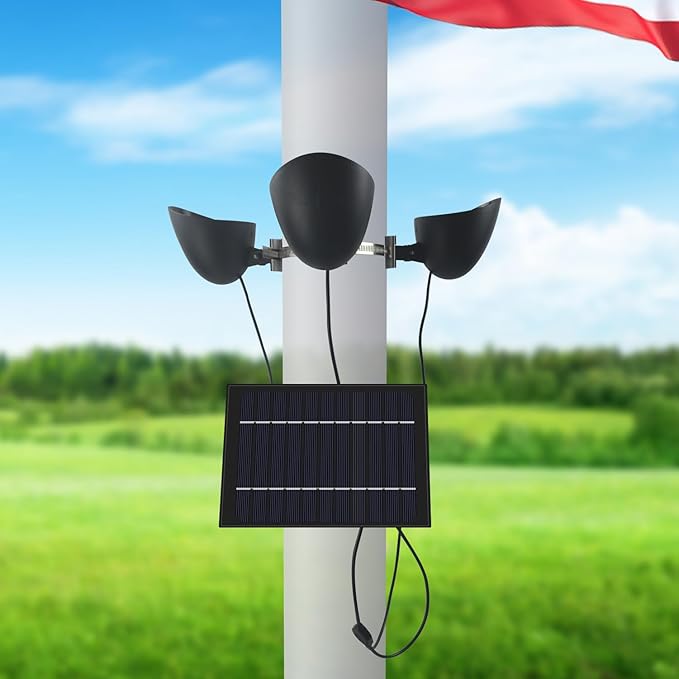 Solar Flag Pole Light 3 Super-Spotlights LEDs, Adjustable Metal Clamps Fits - Image 7