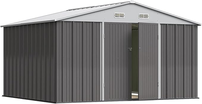 Greesum 10×8FT Outdoor Storage Shed, Metal Patio Storaged Sheds by BuynowfromGreesum