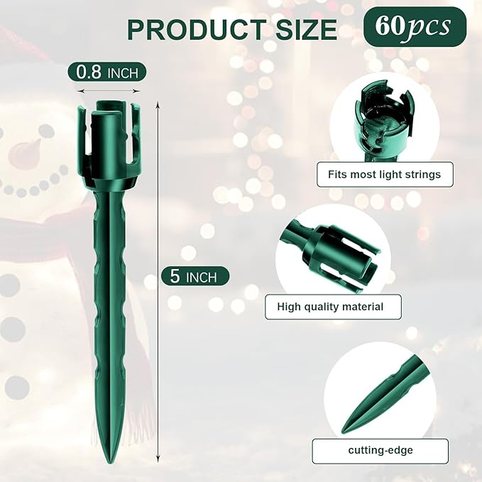 60 Pcs 5 Inch Christmas Light Stakes Universal Yard Lawn Holiday Light Stakes - Image 2