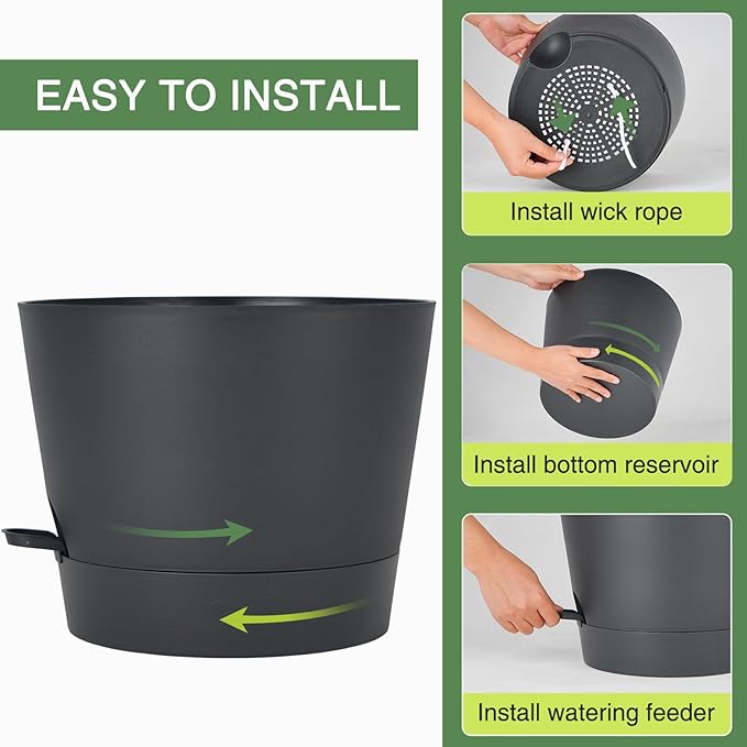12inch Large Self Watering Plant Pot, Plastic Cylinder Planter - Image 6