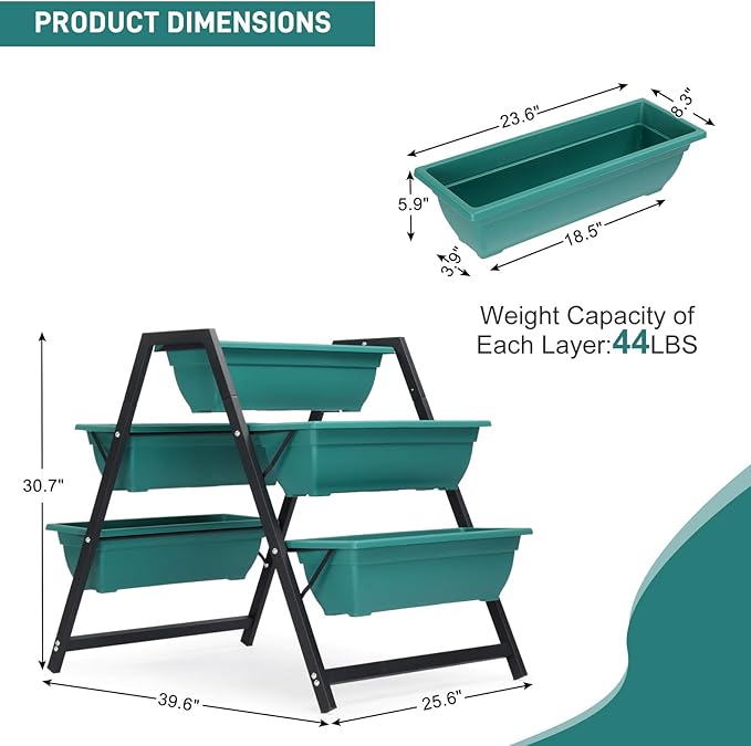 Outvita Green Raised Garden Planter Bed, Tiered Planter Stand - Image 6