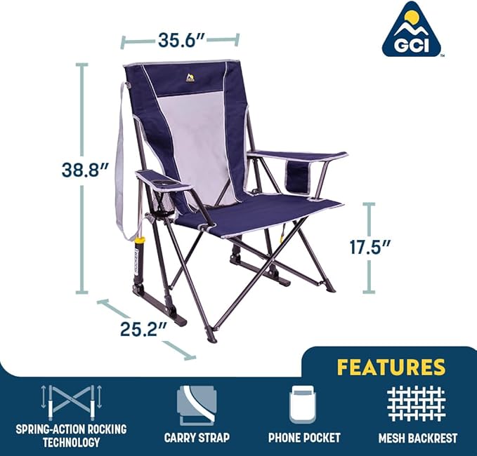 GCI Outdoor Comfort Pro Rocker Camping Chair | Portable Folding Rocking Chair - Image 3
