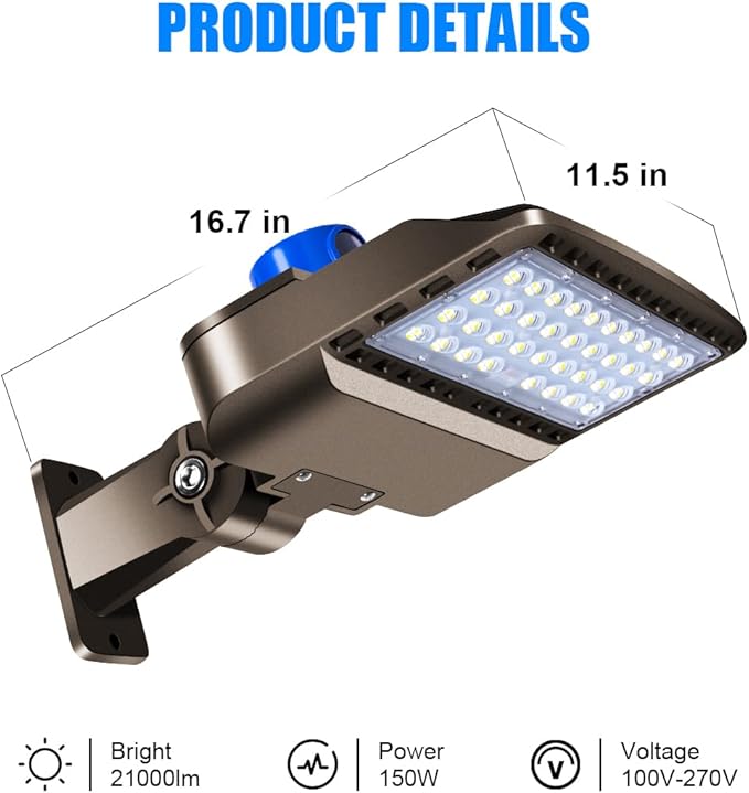 Juyace 150W LED Dusk to Dawn Flood Light, IP65 Waterproof Commercial Wall - Image 3