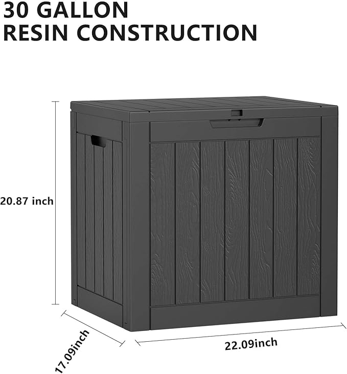 Outdoor Storage Box, 30 Gallon Waterproof Lockable Resin Deck Box - Image 2
