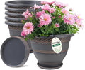 6 Pack 8 Inch Plant Pots, Plastic Flower Pot by Usocik