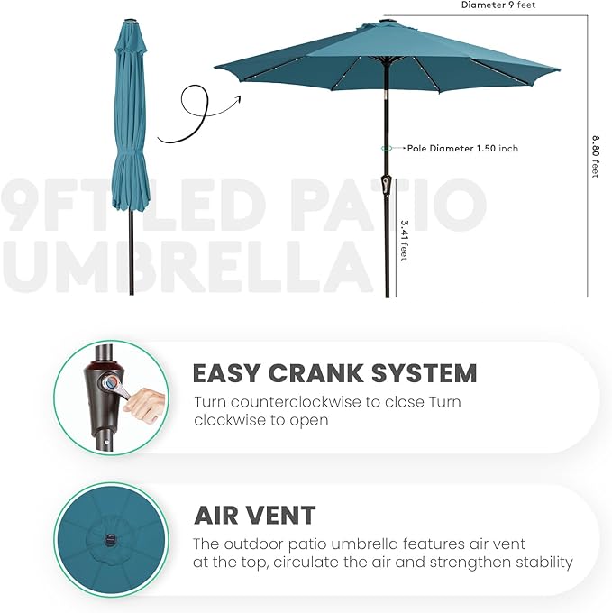 JEAREY 9FT Outdoor Patio Umbrella - Image 4