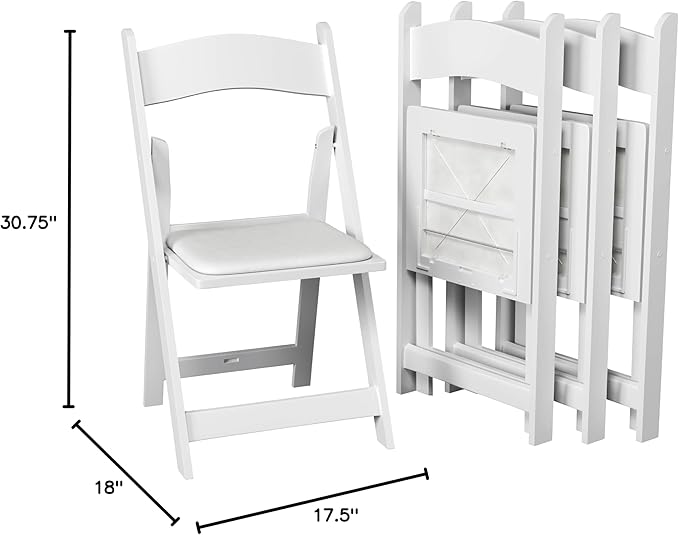 SIMPLEX 48 White Folding Chairs – Resin Stackable Foldable Chairs - Image 2
