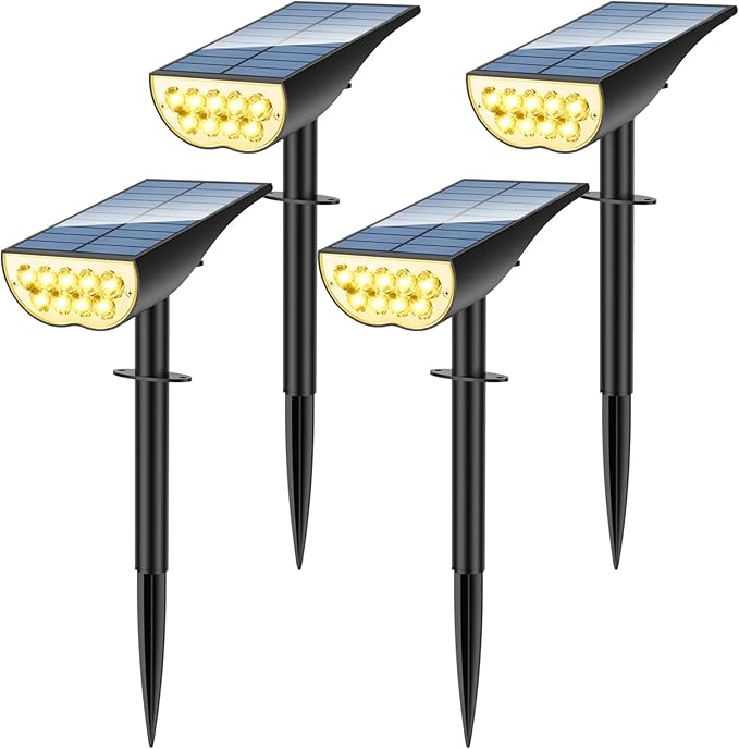 Solar Spot Lights Outdoor, Solar Lights Outdoor Waterproof IP65, 3 Brightness by ZookkiDirect