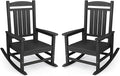 KINGYES Oversized HDPE Outdoor Rocking Chair Set of 2, Widened Seat Patio by KINGYES