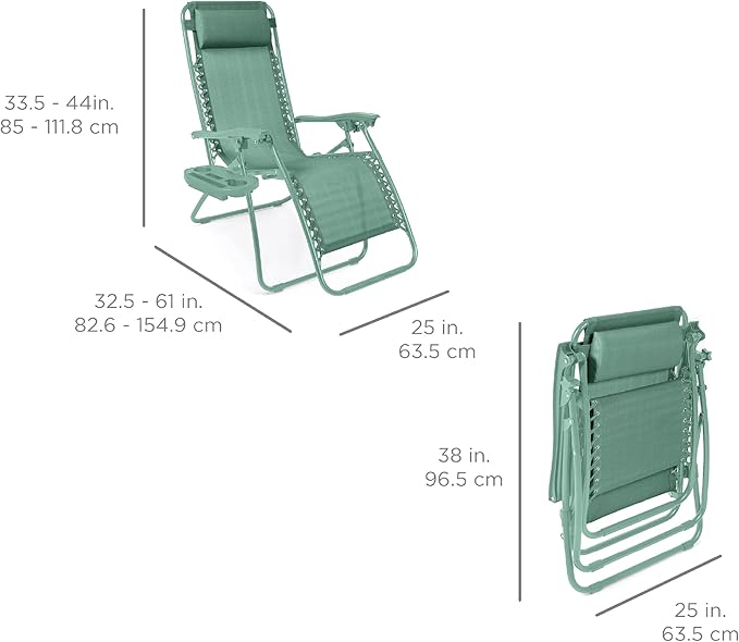 Best Choice Products Set of 2 Adjustable Steel Mesh Zero Gravity Lounge Chair - Image 2