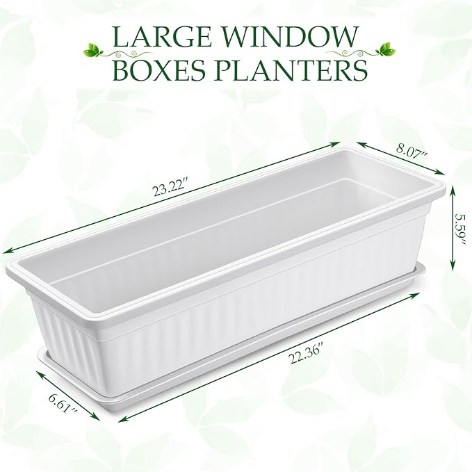 6 Packs 23 Inch Window Flower Box Extra Large Window Sill Herb Garden Long - Image 2