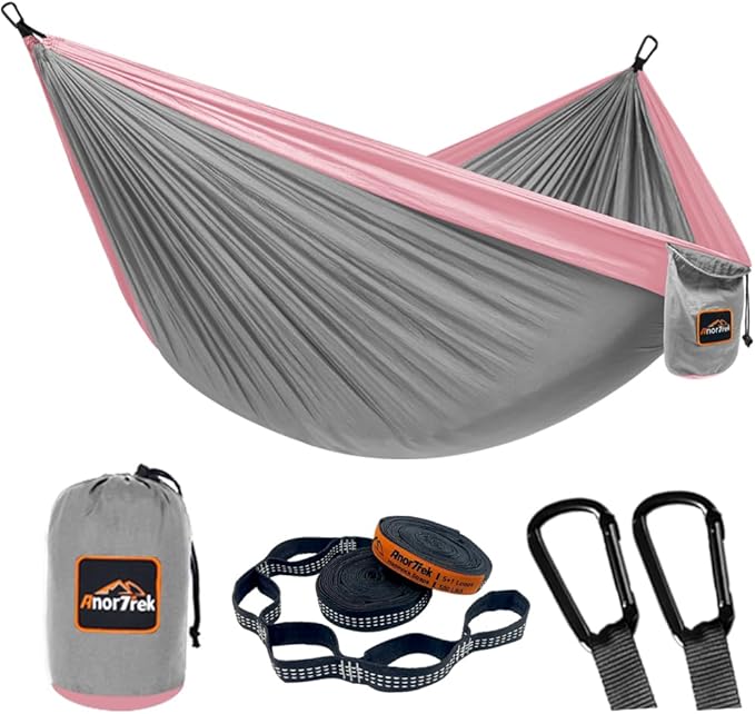 Camping Hammock, Super Lightweight Portable Parachute Hammock by AnorTrek