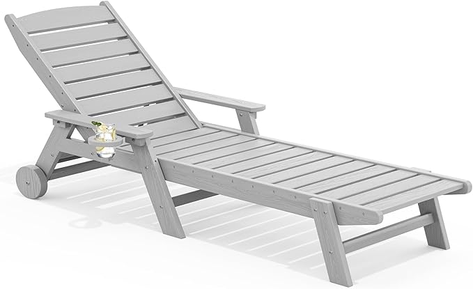 SERWALL Patio Chaise Lounge Chair, Poly Lounge Chair by SERWALL