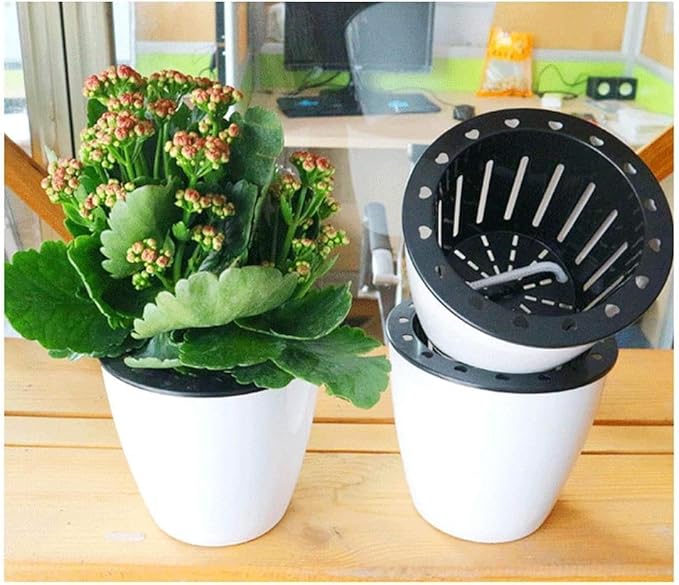 6 Pcs 3.5“ Self Watering Planter White Flower Pot, Flowers Plants, Small Mini - Image 4
