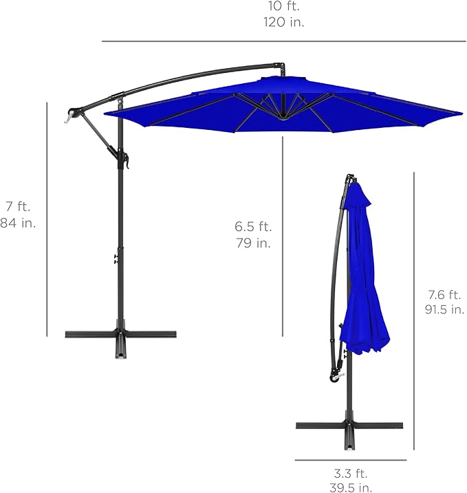 Best Choice Products 10ft Offset Cantilever Hanging Market Patio Umbrella - Image 7