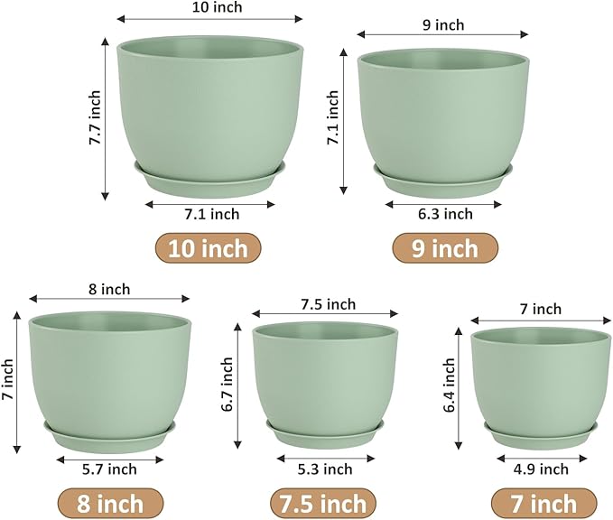 Plant Pots 10/9/8/7.5/7 inch Flower Pots - Image 2