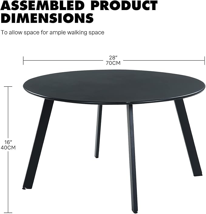 Grand Patio Round Steel Patio Coffee Table, Weather Resistant Outdoor Large - Image 3