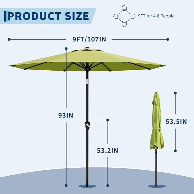 Garvee 9FT Patio Umbrella - Image 3