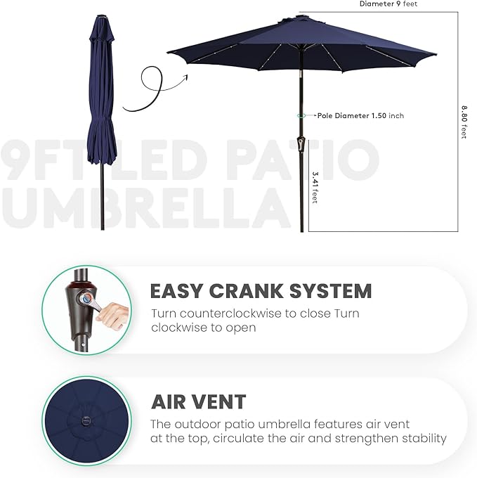 JEAREY 9FT Outdoor Patio Umbrella - Image 8
