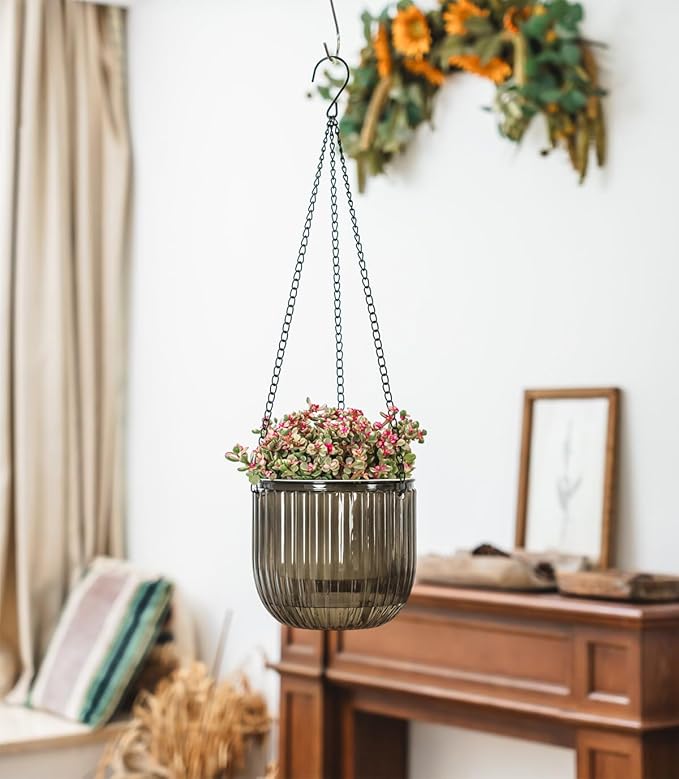 Josteve 6.5 Inch 2 Pcs Self Watering Hanging Planter Indoor Plant Pots Drainage - Image 2
