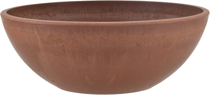PSW Pot Collection M30TC 8-inch Plastic/Stone/Wood Composite Low Bowl Planter – by PSW