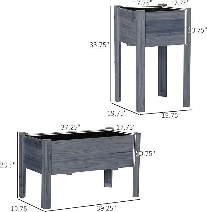 Outsunny Raised Garden Bed Set of 3, Wooden Elevated Planter Box - Image 7