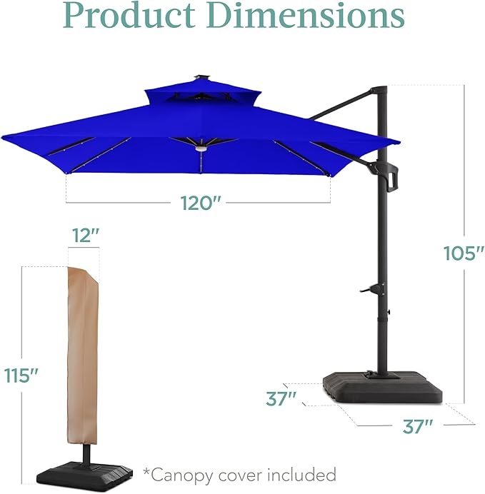 Best Choice Products 10x10ft Cantilever Patio Umbrella w/Base Included - Image 7