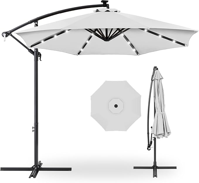 Best Choice Products 10ft Solar LED Offset Cantilever Hanging Market Patio by BestChoiceProducts