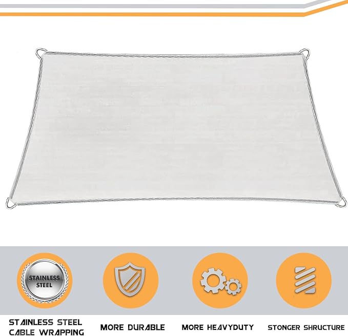 Sun Shade Sail Upgraded with High-Strength Steel Cable Edges 12' x 16' Sand - Image 3