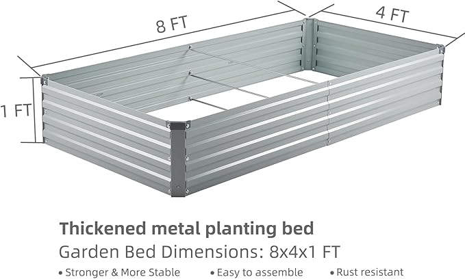 2 Pack 8x4x1FT Galvanized Raised Garden Bed Kit, Outdoor Metal Planter Box - Image 3