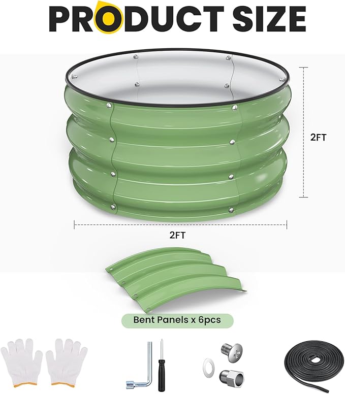 Galvanized Raised Garden Bed 2pcs 2x2x1 FT, Round Metal Raised Garden Bed - Image 5