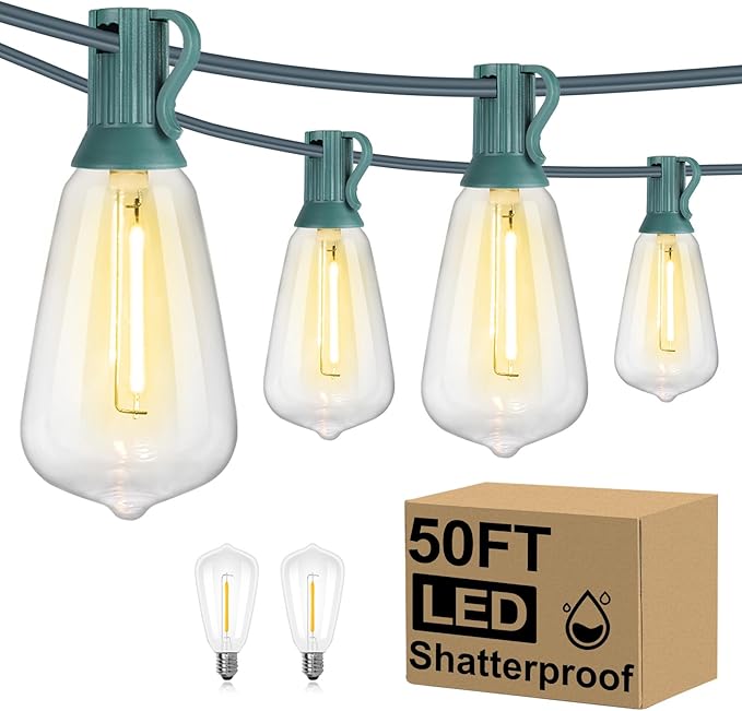 Brightever 50FT Outdoor String Lights Waterproof, 2700K Bright LED Patio Lights by Brightever