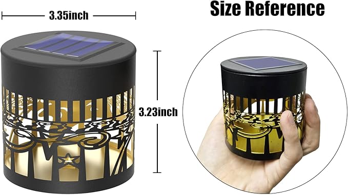 2 Pack Solar Fence Lights Metal Solar Powered Outdoor Wall Deck Lights Sun Moon - Image 5
