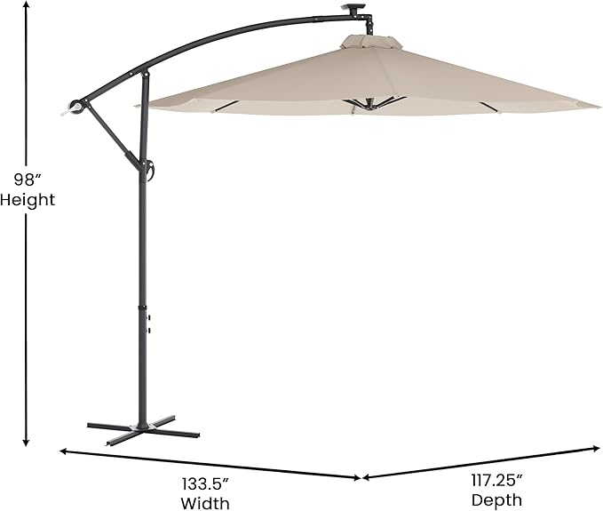 Flash Furniture Sedona Round Solar Cantilever Umbrella, Commercial Grade - Image 5