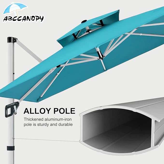 ABCCANOPY Patio Umbrella Cantilever Double Top Outdoor Offset Umbrella - Image 8